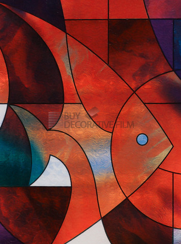 FISH STAINED GLASS Decorative Window Film