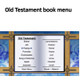 Screen shot of the Old Testament menu, you can pick any book and chapter using the controls on your DVD remote or computer mouse - New King James Bible on DVD, Dramatized, Deluxe Edition