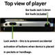 Top view of Player, earphone jack and Lock button - Electronic Audio Bible MP3 player, NASB Audio Bible