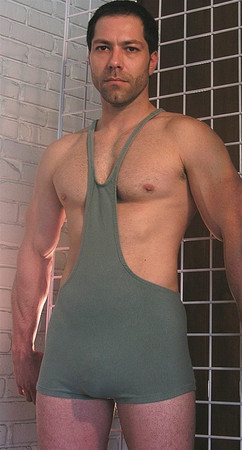 This singlet has a bib fronbt with a racer back style.