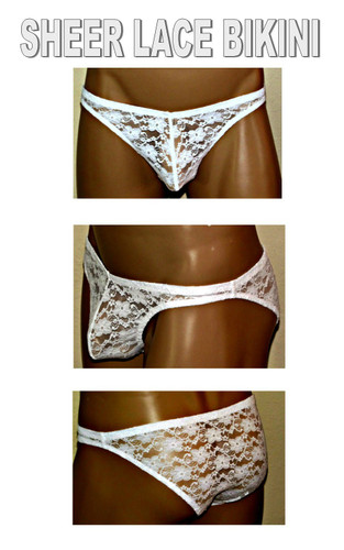 MENS LACE BIKINI OR THONG ( 8 LACE COLOR SELECTIONS)