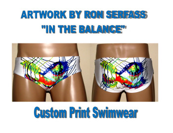 "IN THE BALANCE" RON SERFASS ART DESIGN SWIMWEAR