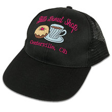 Embroidered Black Cap with Pink Script