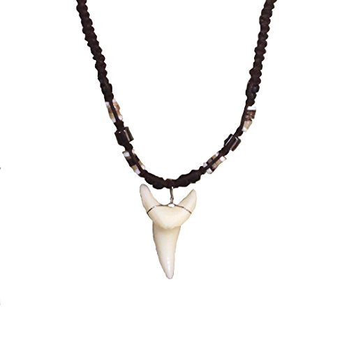Real Mako Shark Tooth Pendant Surfer Necklace for Men | Wood Beads | eBay