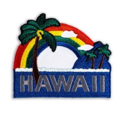 Hawaii Rainbow Palm Iron-On Embroidery Applique Patch