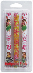 Hawaii Ballpoint Pen 3 Pack Hula Girl Plumeria