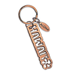 Copper Plated Zinc Alloy Hawaii Key Chain Spring Aloha Hibiscus