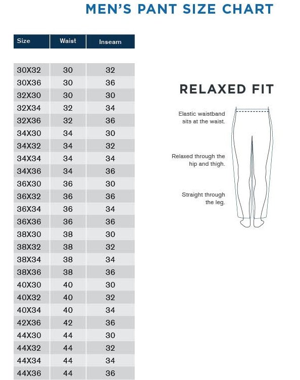 Men's Clothing & Accessories Men's Pants Length Size Chart
