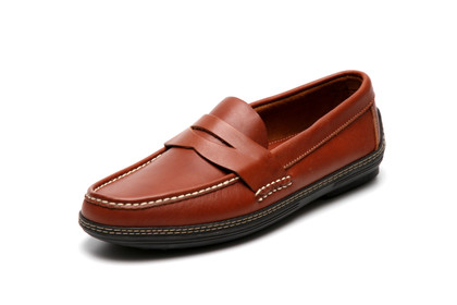 Men's handsewn Penny Driver Loafer in brown leather.