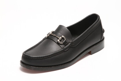 Men's Handsewn Silver Bit Loafer, with Black Leather Outsole, Black