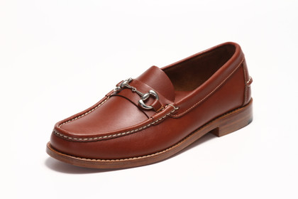 Men's Handsewn Silver Bit Loafer, with Natural Leather Outsole, Brown
