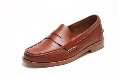 Men's Handsewn Penny Loafer, with Natural Leather Outsole, Brown