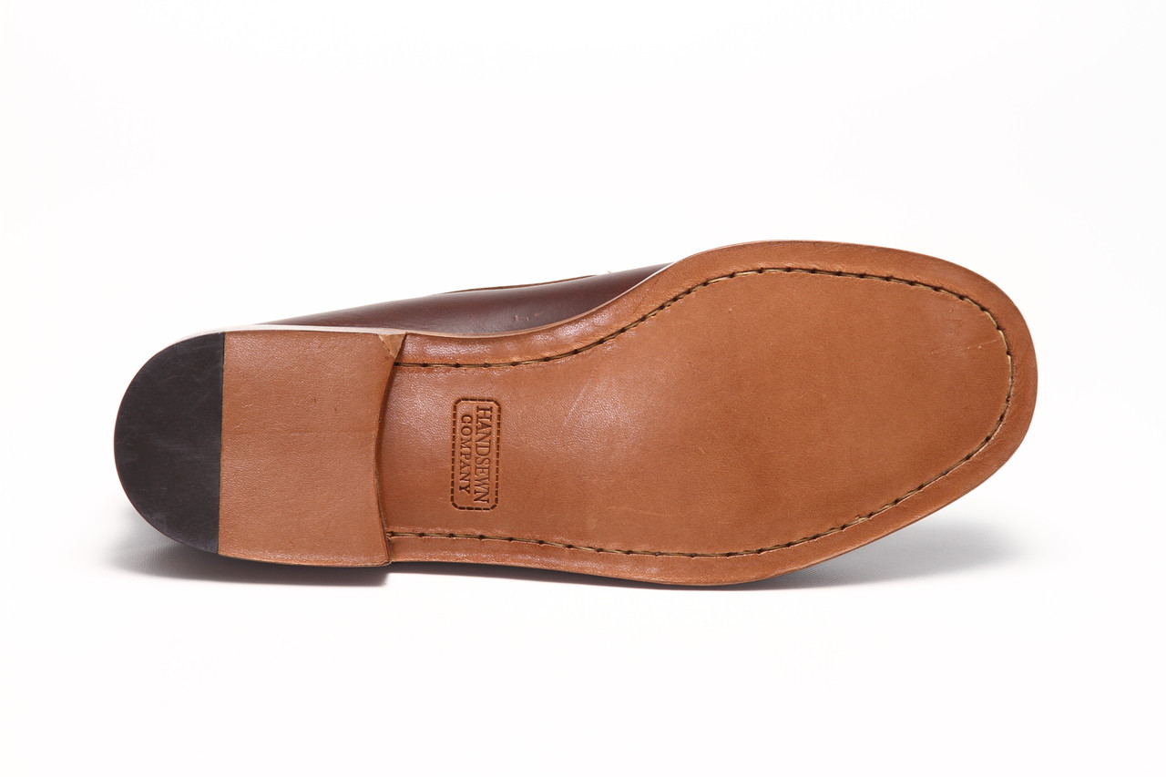 Neil M. Brown Leather Kiltie Tassel Loafers Men\'s Size 11 Handsewn Moc Toe Neil M. men leather loafer, double sewn moc vamp, tassels  main image 3