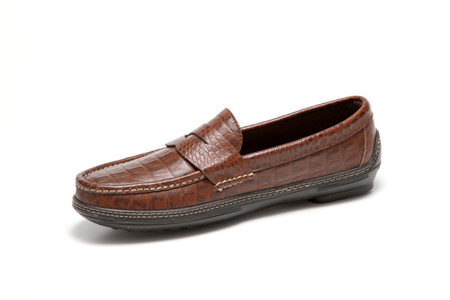 Men's handsewn Penny Driver in croco leather.
