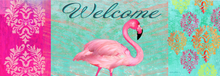 Welcome Sign Pink Flamingo