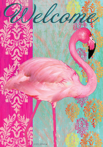 Garden Flag Pink Flamingo Welcome