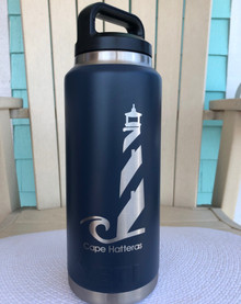 Custom Yeti 36oz Navy Bottle with Cape Hatteras Lighthouse