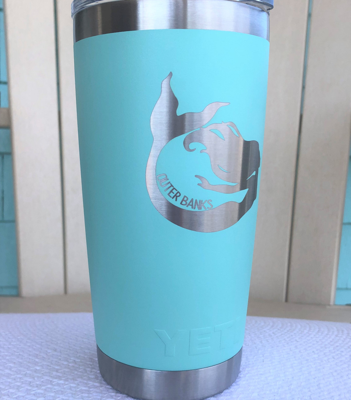 Custom Yeti 30oz Seafoam Tumbler with Mermaid Outer Banks