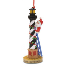 Santa Decorating the Cape Hatteras Lighthouse Ornament