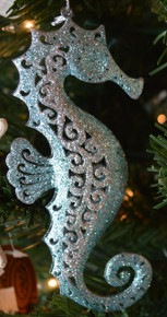 Glitter Pierced Seahorse Ornament 