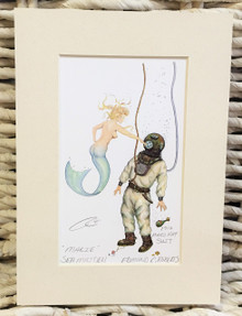 Mermaid Art Print Marie & Diver Edmund C. Roberts 