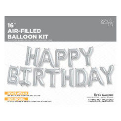 16" Happy Birthday Kit - Silver - Air-Filled (CANT FLY)