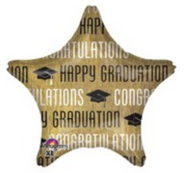18" Happy Graduation Gold & Black