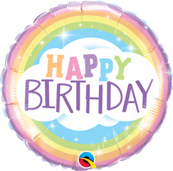 18" Round Birthday Rainbow Foil Balloon