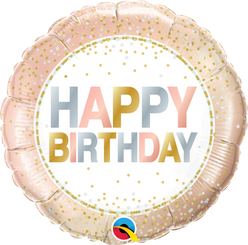 18" Round Birthday Metallic Dots Foil Balloon