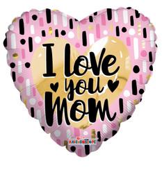 18" I Love You Mom Gold & Pink Foil Balloon