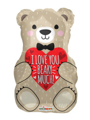 18" I Love You Bear With Bow Foil Balloon