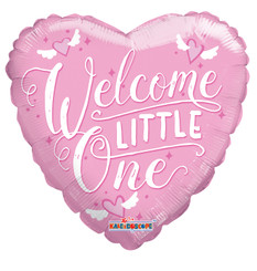 18" Heart Welcome Little One Pink Gellibean Balloon