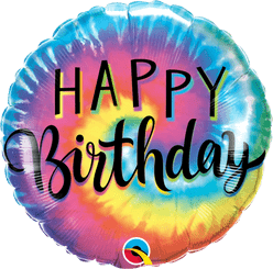 18" dye swirls Birthday foil balloon
