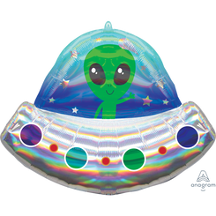 28" Iridescent Alien Space Ship foil balloon