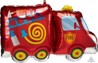 30" fire truck foil balloon