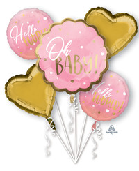  Pink Baby Girl foil bouquet ( A set of 5)