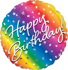 18" Ombre rainbow Happy Birthday foil balloon