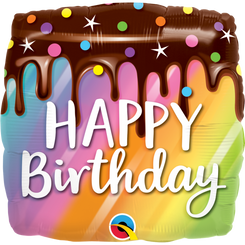 18" Rainbow Drip Cake Birthday foil balloon