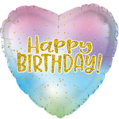 18" Ombre Pastel Happy Birthday Heart