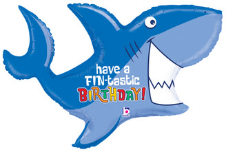 39" Have a "Fin"tastic Birthday Shark foil balloon