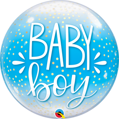  22" Single Baby Boy Blue & Confetti Dots Bubble Balloon