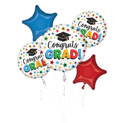  Congrats Grad Stars Foil balloon bouquet (a set of 5)