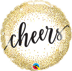 18" round foil Cheers gold glitter dots