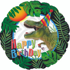 18" Happy Birthday Party Dinosaur Foil Balloon