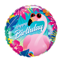 18" Tropical flamingo birthday foil balloon