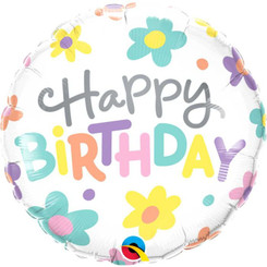 18" Retro Daisies birthday foil balloon