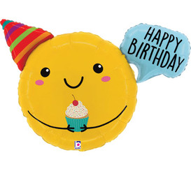 32" Smiley Birthday Cupcake foil balloon