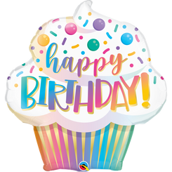 31" Ombre Birthday Cupcake foil balloon