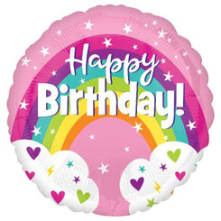 18" Birthday Rainbow & Clouds foil balloon