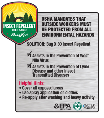 BugX Insect Repellent 30% DEET OSHA Compliant logo